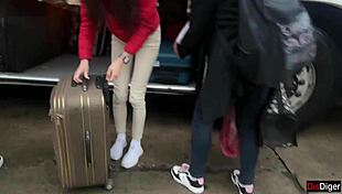 Public dick flashing risky handjob in bus cum by hand