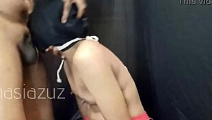 She roughly mouthfucks him in a casual scene.