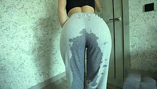 Petite 18+ teen desperation pee in homemade video
