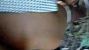 Ebony ass destroyed in garage bush