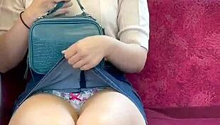 chinese woman reveals panties on the train