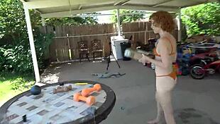 Redhead Prostitute With Big Ass Gets Anal Fucked In Lingerie