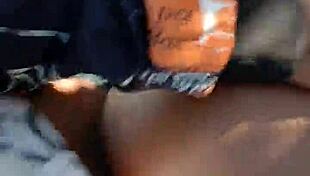 Ebony ass destroyed in garage bush