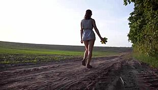 Walking Outdoors And Flashing Ass Under Skirt