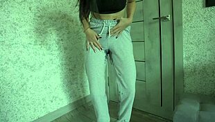 Petite 18+ teen desperation pee in homemade video