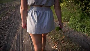 Walking Outdoors And Flashing Ass Under Skirt