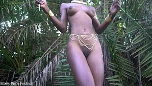 Hot Skinny African Village Girl WALKS Naked In Her Village, Probably LOOKING For Some Dick