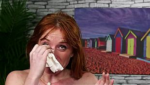 Seductive British Babe In Stockings Gets Facialized With Cum!