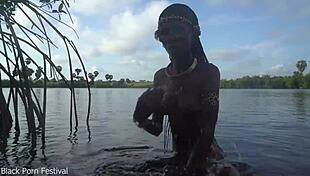 Hot Skinny African Village Girl WALKS Naked In Her Village, Probably LOOKING For Some Dick