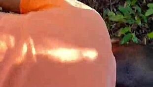 Ebony ass destroyed in garage bush