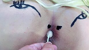 Pink Ass Sucks Lollipop in Sheer Red