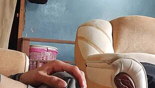 guy jerks off in living room