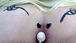 Pink Ass Sucks Lollipop in Sheer Red