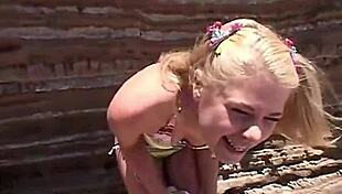 Little Summer Babe Shows Natural Tits And Pussy On Beach!