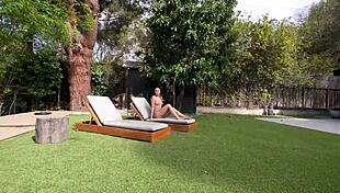 Slutty British Stepsis Loves Sunbathing Naked And Sucking Cock - Lily Phillips