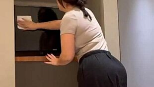 my new curvy domestic employee teasing with her big tits and ass in lingerie