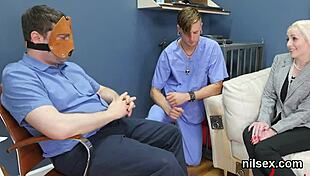 Slutty cutie was brought in butthole loony bin for awkward therapy