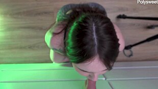 gently sucking on dildo with sexy lips