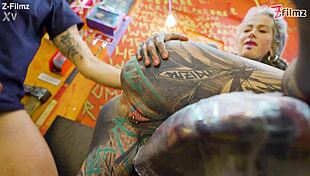 pornstar tattoo artist gets assfucked from customer - hard anal atm facial cumshoot