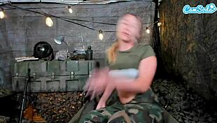 Emotional Release As Horny Soldier Fingers Pussy In Combat Tent