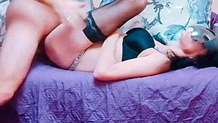 Deep hard fucking in stockings on her knees