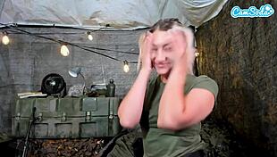 Emotional Release As Horny Soldier Fingers Pussy In Combat Tent