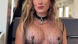 On a train in a sheer top playing with my nipples while people sit right behind me