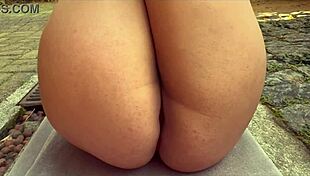 Curvy wife flaunts thong-clad ass