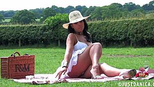 Donna ambrose enjoys a picnic with masturbation