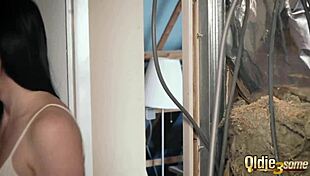 Kiara and mia both fuck an old man and share his cum after a hot fuck