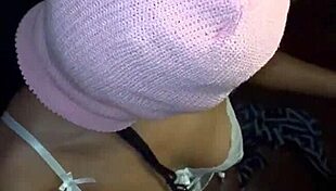 Masked beauty performs deepthroat on big black cock