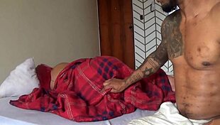 Waking up the naughty brunette to cum hard