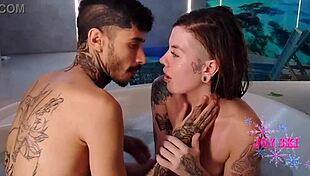 Little Bitch Offers Ass Without Condom To Gifted Tattooed Friend