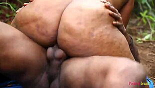 This white queen gets her big ass fucked in the village bush by a stranger, so hot!