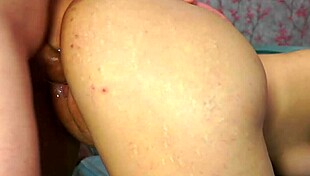 Curvy bbw in doggy position gets cum on face