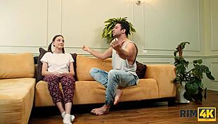 Teen brunette performs fetish rimjob on russian mistress wearing heels shoes and stockings to fit in