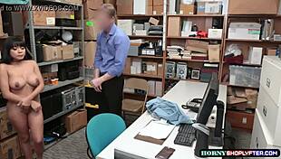 shoplifter aryana rides officers huge cock