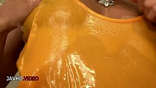 Blonde milf Yuno Shirasu fingers her trimmed pussy for pleasure and satisfaction in Japanese video