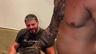 Husband watches friend with wife