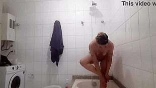 Reality of female baths in bathroom pool shower