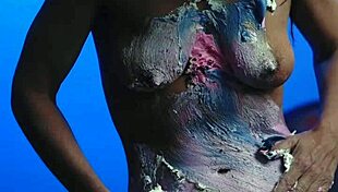 Messy Food Birthday Cake Girl Experiences Joyful Fetish Celebration