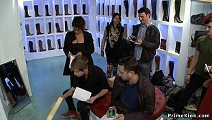 Watch this gagged blonde get fucked in the public shop?