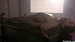 lawyer ties slim brunette for whipping, choking her deepthroat submission