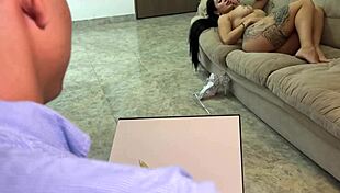 muscular artist cant help getting hard while drawing a sexy busty milf - angel cruz & silvana lee