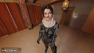 Brunette Chani Rides Huge Cock In Dune Parody