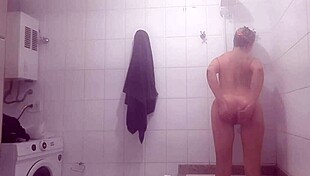 Reality of female baths in bathroom pool shower