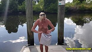 public nude stripping ends with creampie