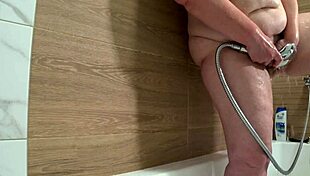 Mature Wife Showers With Plump Figure Watched By Bathroom Camera