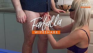 Watch this MILF drink cum from a glass in full blowjob scene.