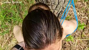 fucked in the mouth tied to the tree girl in the forest